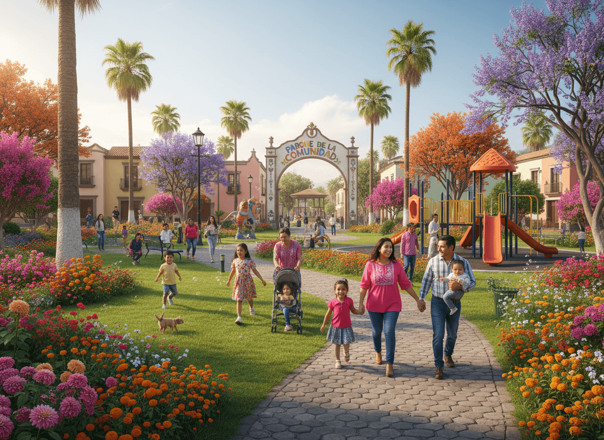 Familias mexicanas en parque